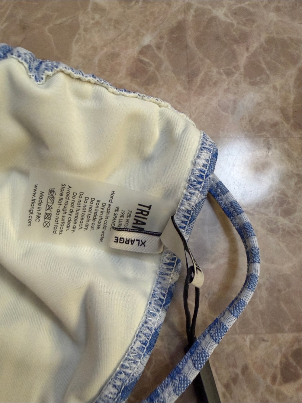 triangl swimwear Blue & White Gingham String Bikini with Pouch - Picture 8 of 9